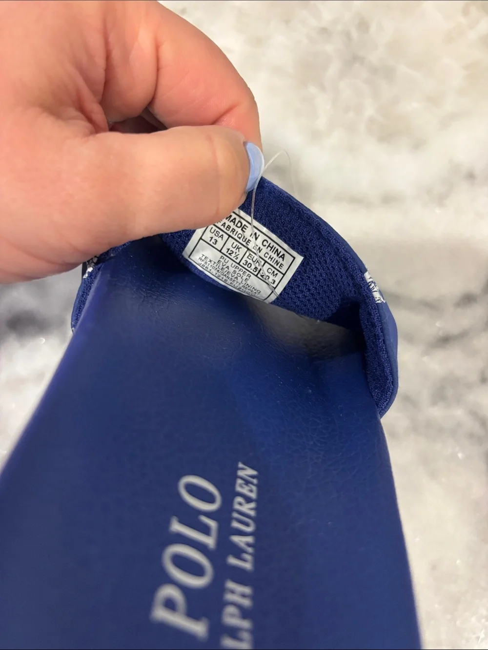 Polo by Ralph Lauren Blue Kids Slide Sandals with White Polo Logos
